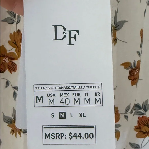 NWT! Denim & Flower Men’s White Shirt with brown and Green Floral Design - Picture 4 of 5